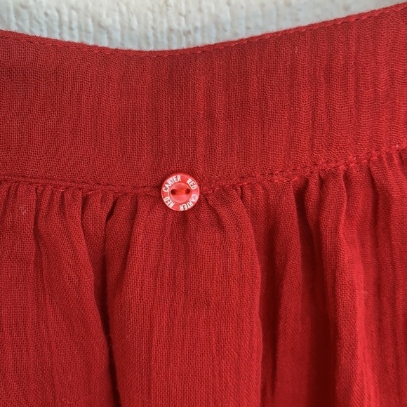 Red Carter Cotton Gauzy Popover Tunic Red Cover Up XS - Picture 9 of 10